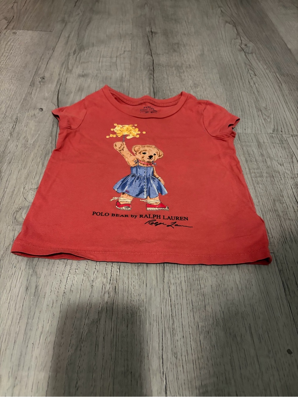 Polo by Ralph Lauren Girls' Red Tee with Bear Graphic